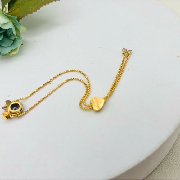 Kate Spade x Disney Minnie Mouse Gold Slider Lariat Bracelet Black Stone - Picture 5 of 6